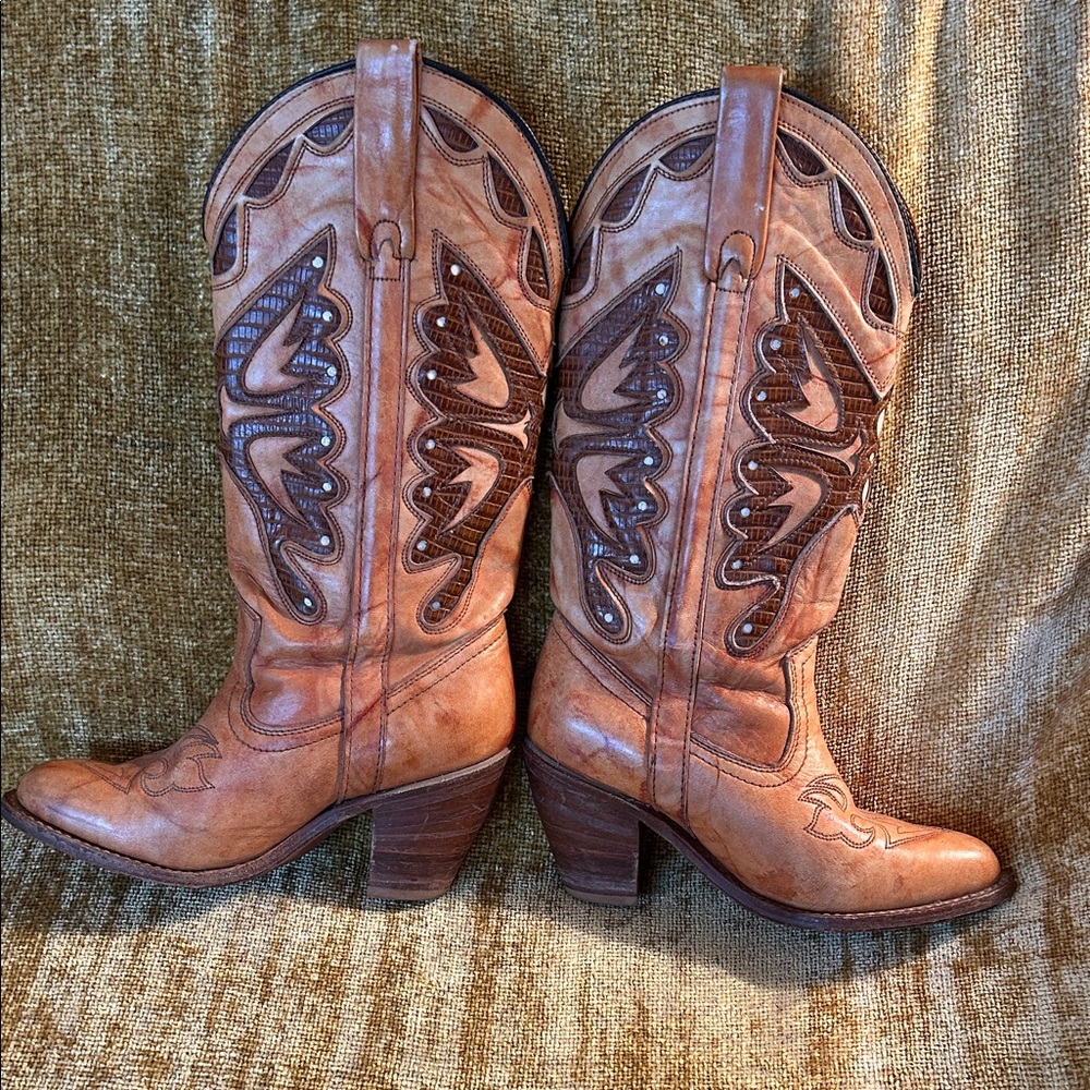 Capezio Brown Heeled Western Boots vintage
